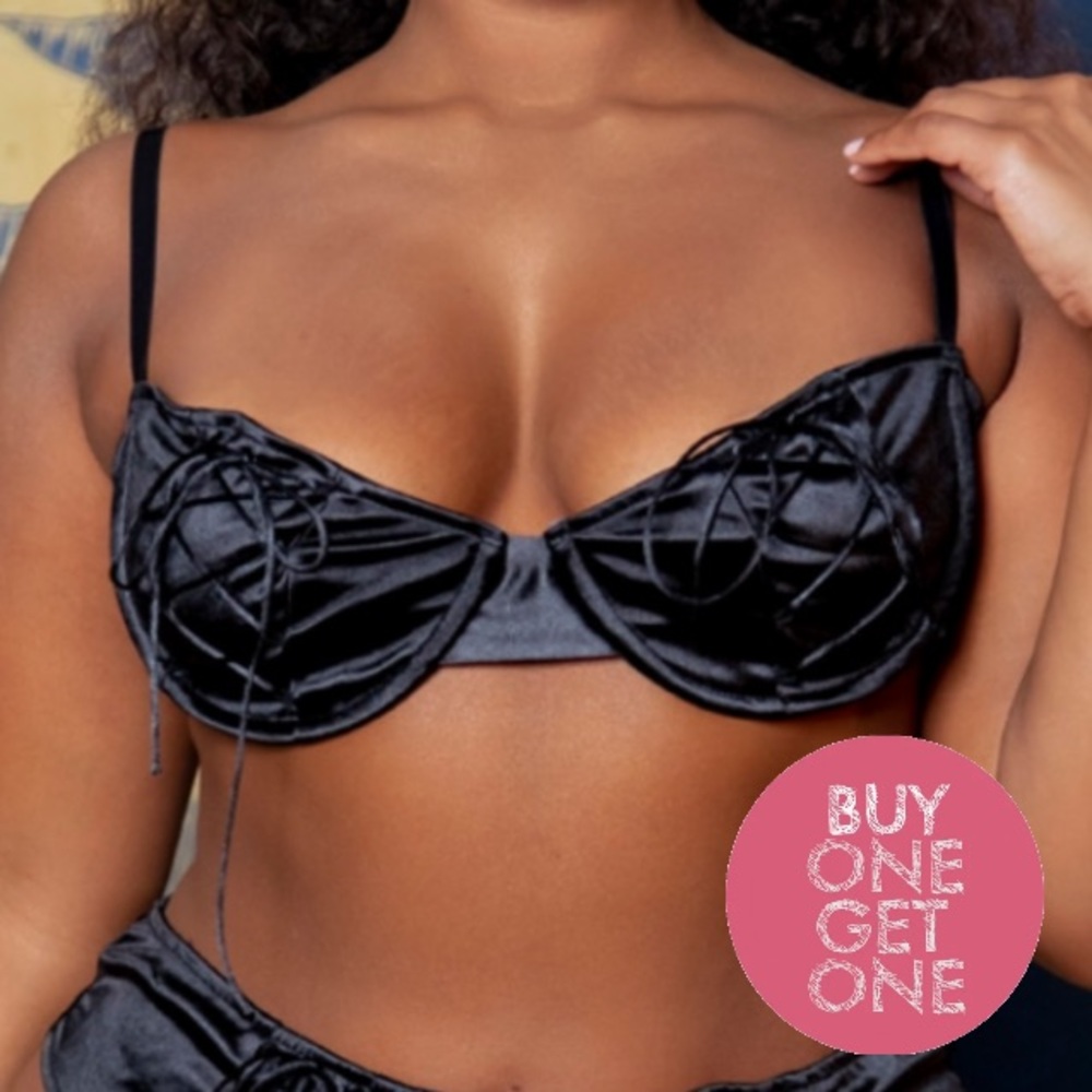 BOGO Size 12 Black Satin Bra